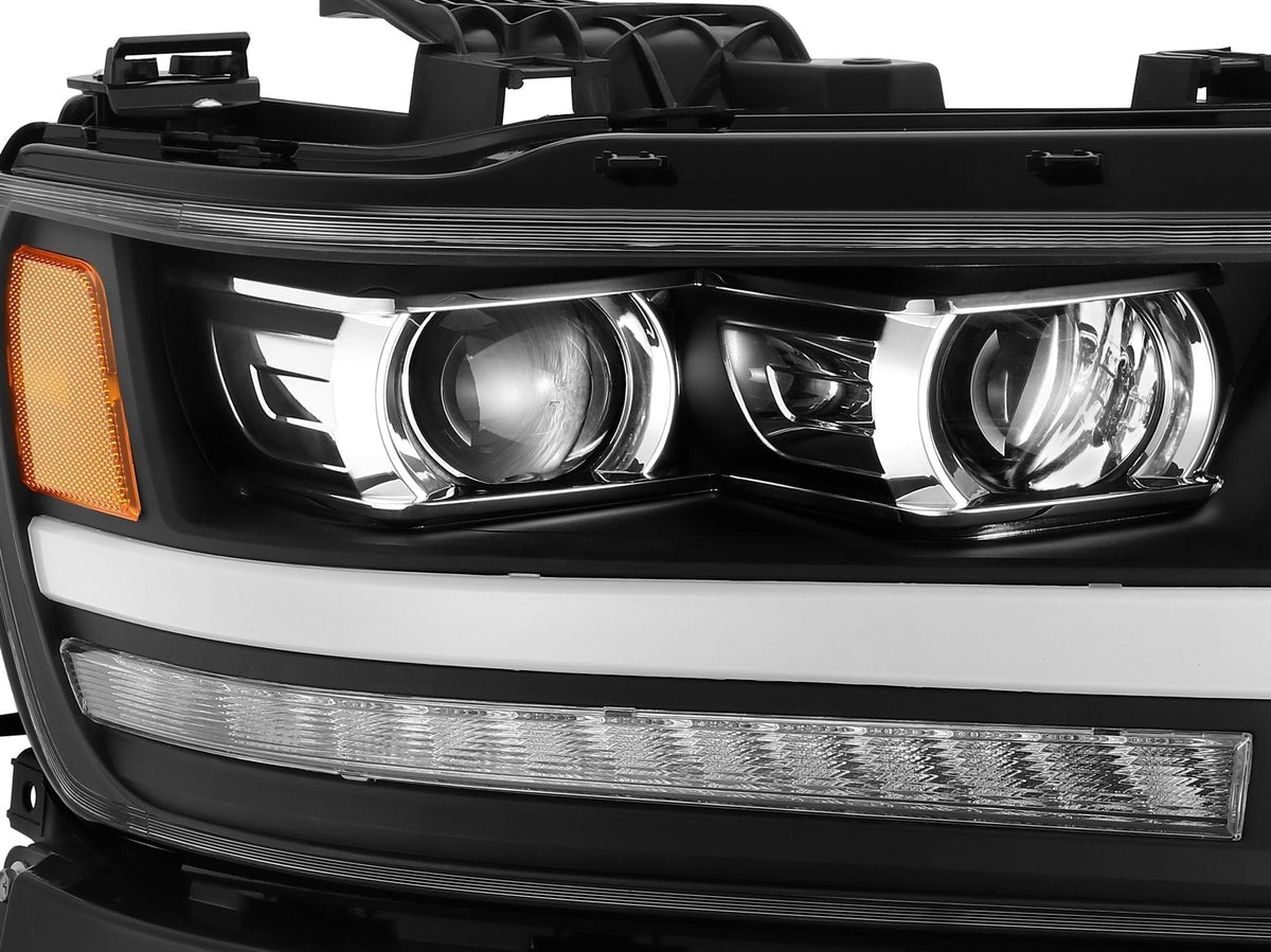 AlphaRex 880513 19-20 Ram 1500 HD PRO-Series Projector Headlights Plank Style Jet Black with Activation Light/Sequential Signal/DRL