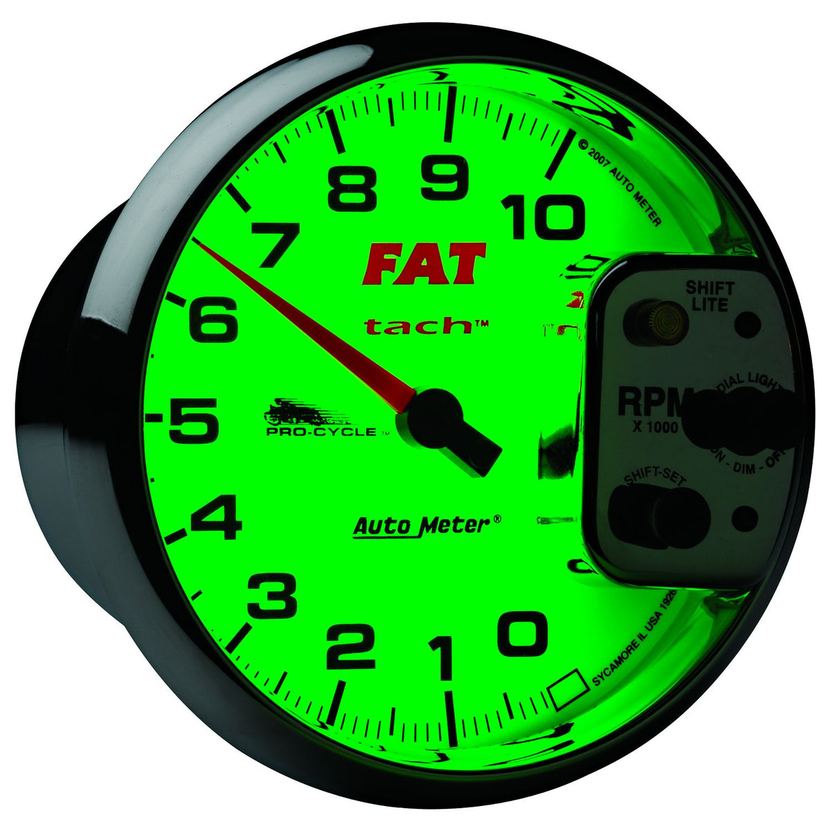 AutoMeter 19265 Pro-Cycle 5in 10K RPM Tachometer with Shift-Lite 2 & 4 Cylinder White