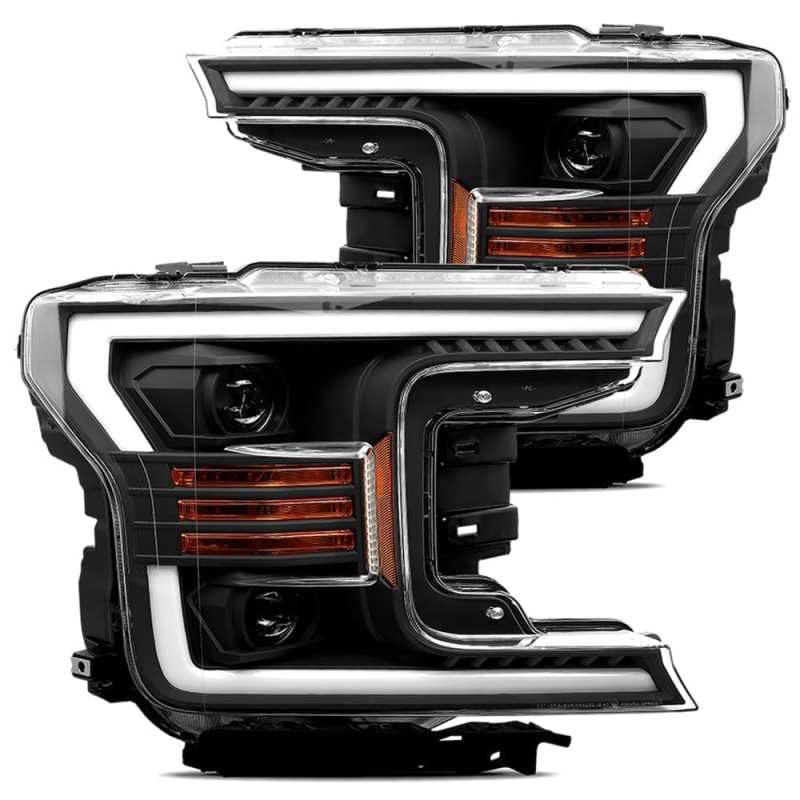 AlphaRex 880186 18-19 Ford F-150 PRO-Series Projector Headlights Plank Style Matte Black w/Activation Light/Sequential Signal