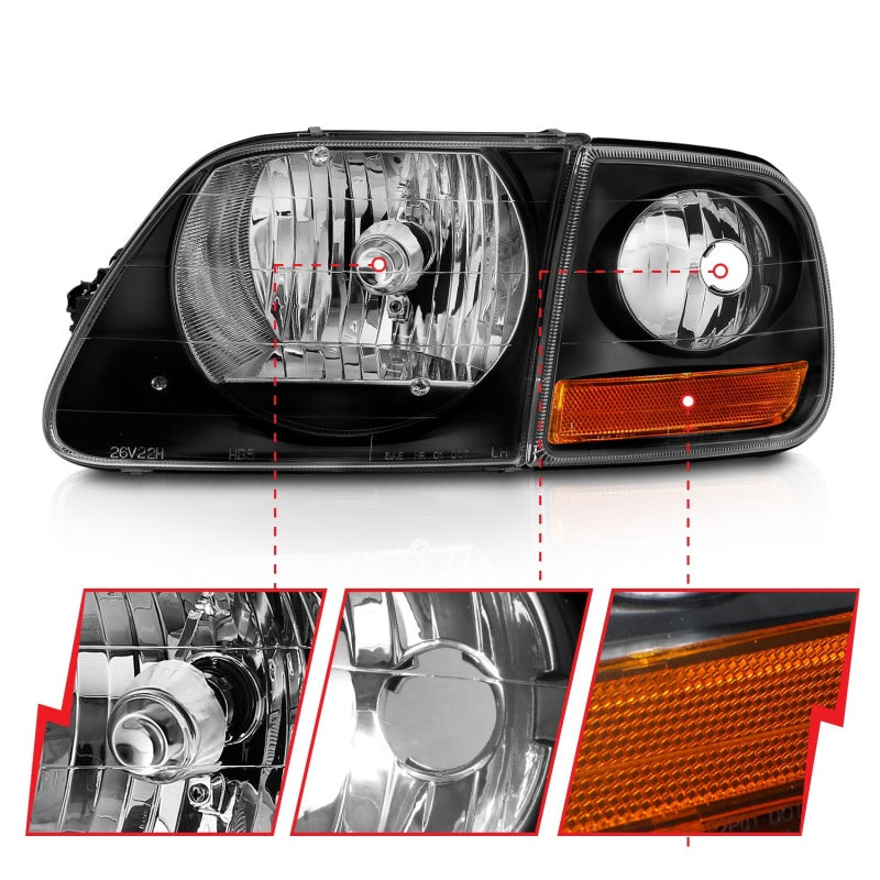 ANZO 1997-2003 Ford F-150 Crystal Headlights