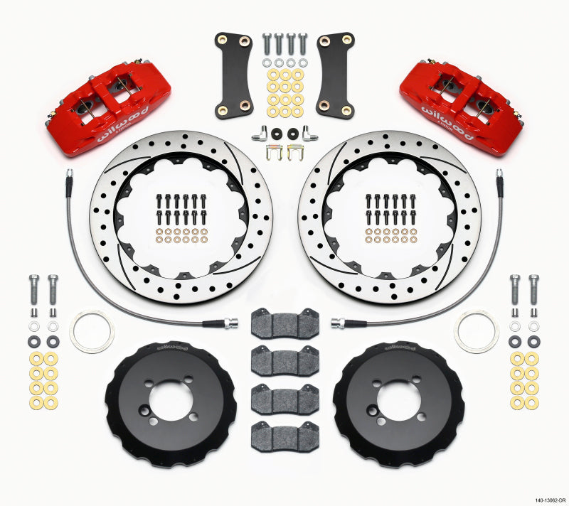 Wilwood Dynapro 6 Front Hat Kit 12.88in Drilled Red 2002-Up Mini Cooper w/ Lines - #140-13062-DR