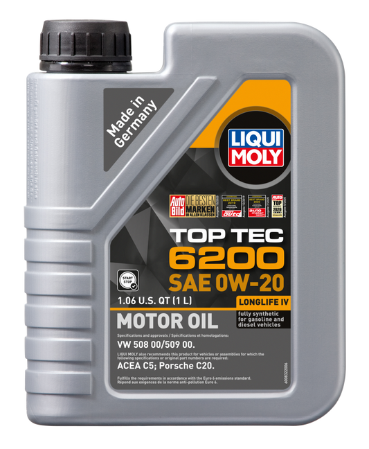 LIQUI MOLY 1L Top Tec 6200 Motor Oil SAE 0W-20 (20236) - Pack of 6