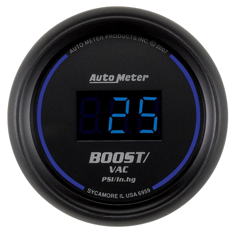 AutoMeter 6959 Cobalt Digital 52.4mm Black Vacuum/Boost Gauge
