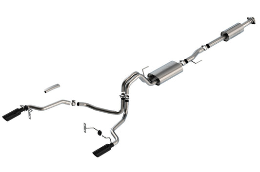 Borla 140862BC F-150 2021 2.7L/3.5L 4dr CC SB EC STB Lar/KingR/Plnm/LTD 3/2.25 SRE CB Touring BLK CHR Tips - #140862BC