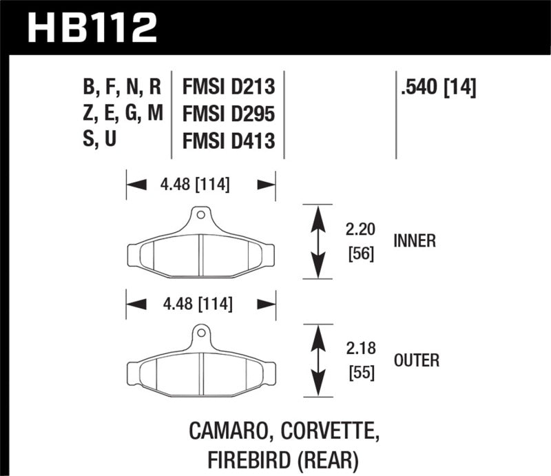 Hawk Performance HB112U.540 DTC-70 Motorsport Brake Pads