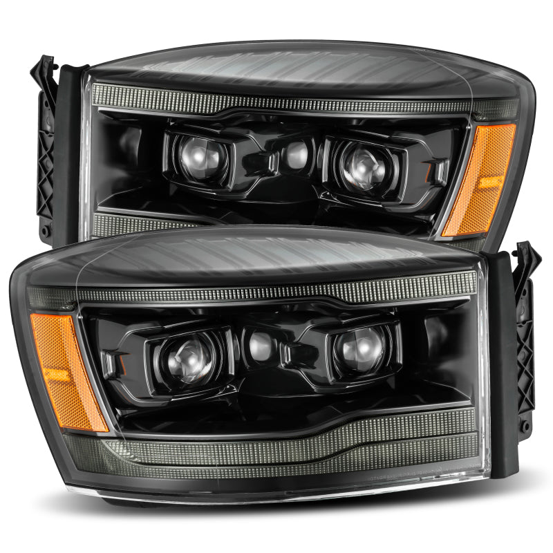 AlphaRex 880533 06-08 Dodge Ram 1500 HD LUXX LED Projector Headlights Plank Style Alpha Black w/Sequential Signal/DRL