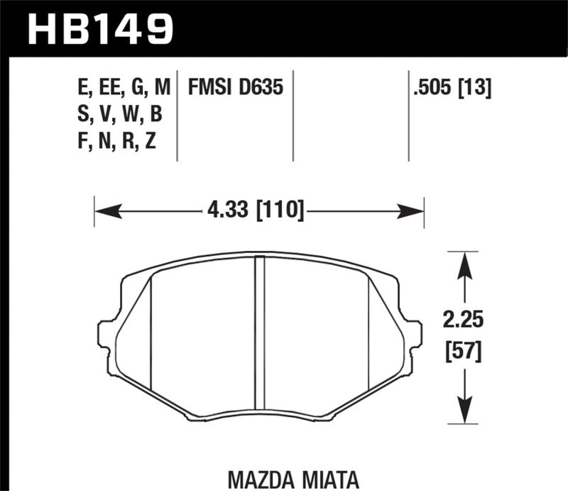 Hawk Performance HB149M.505 Black Motorsport Brake Pads