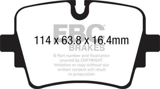 EBC 14+ Jaguar F-Type (Cast Iron Rotors Only) 5.0 Supercharged (490) Yellowstuff Rear Brake Pads DP42192R