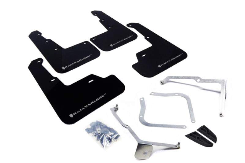 Rally Armor UR Mud Flaps - 2015-2021 Subaru WRX / WRX STI - Black/Silver Logo - #MF32-UR-BLK/SIL