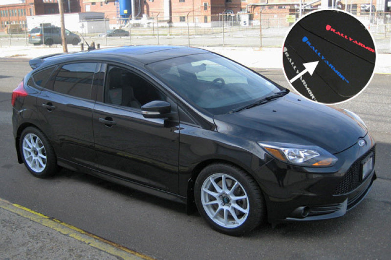 Rally Armor UR Mud Flaps - 2013-2018 Ford Focus - Black/Blue Logo - #MF27-UR-BLK/BL