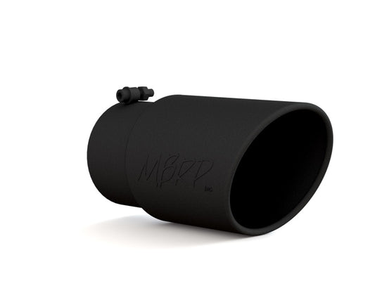 MBRP T5075BLK Exhaust Tip - 6" OD Angled Rolled End 5" inlet 12" length | Black Coated