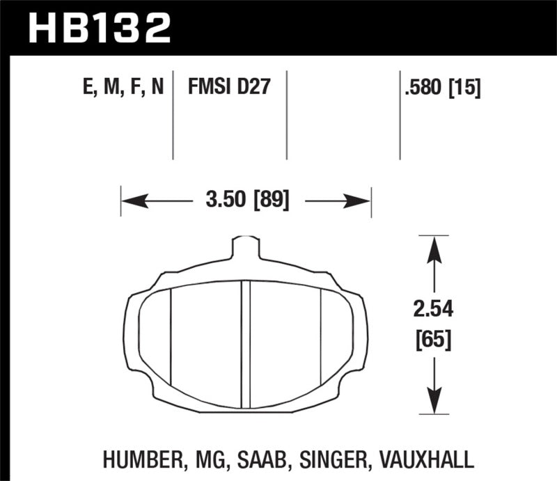 Hawk Performance HB132E.580 Blue 9012 Motorsport Brake Pads