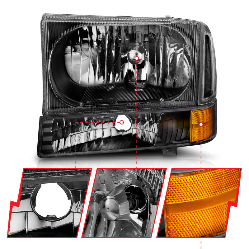 ANZO 1999-2004 Ford F-250 Super Duty Crystal Headlights
