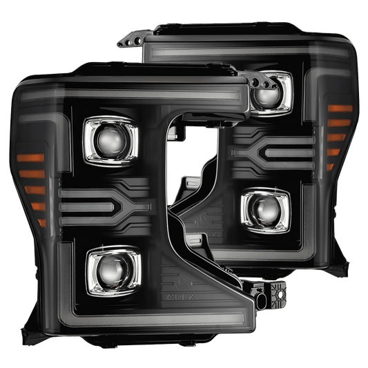 AlphaRex 880341 2020-2022 Ford F-250/350/450/550 SD LUXX-Series LED Projector Headlights Bk with Activation Light Sequential Signal & Switchback DRL