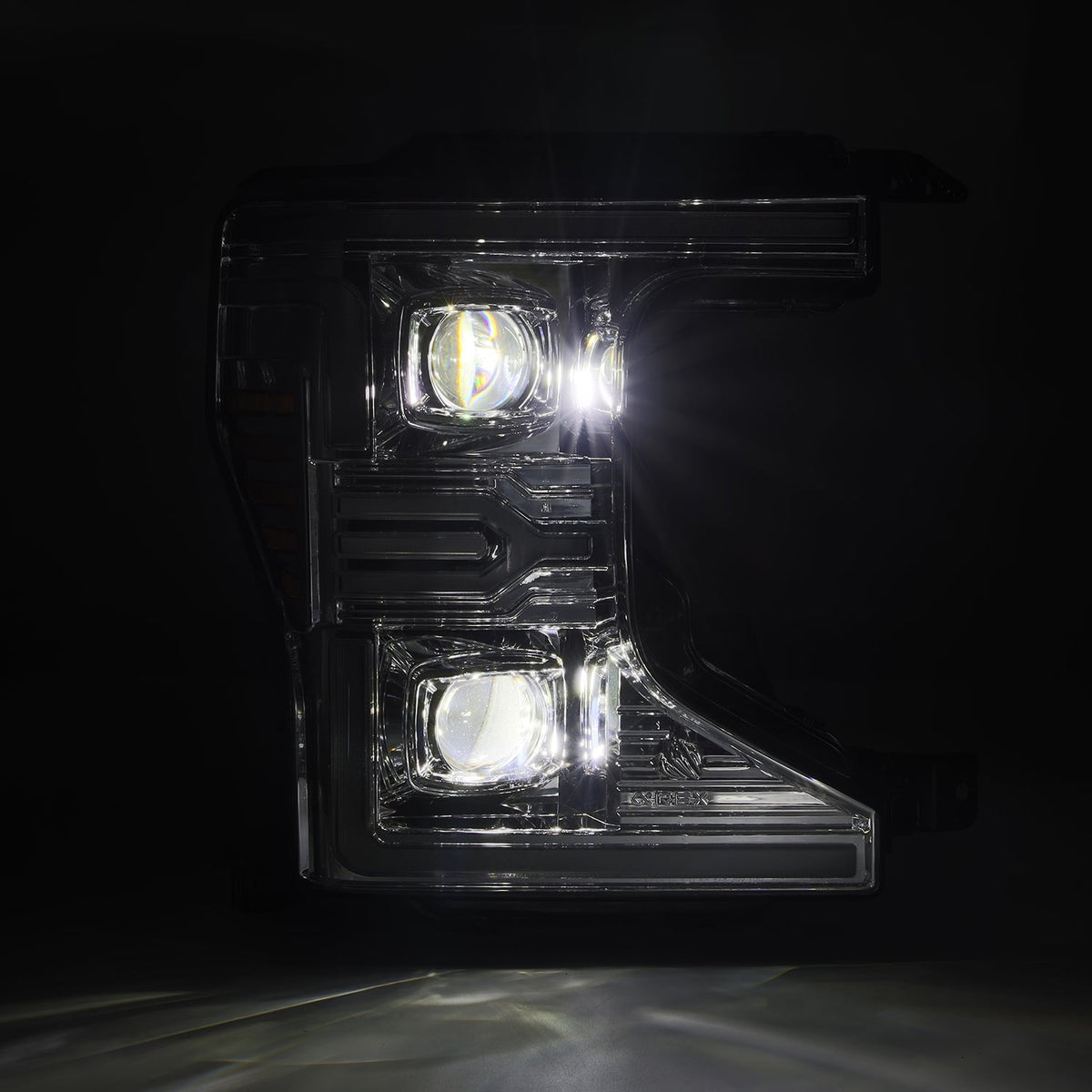 AlphaRex 880342 20-22 Ford F-250/350/450/550 SD LUXX-Series LED Projector Headlights Chrome with Sequential Signal & Switchback DRL