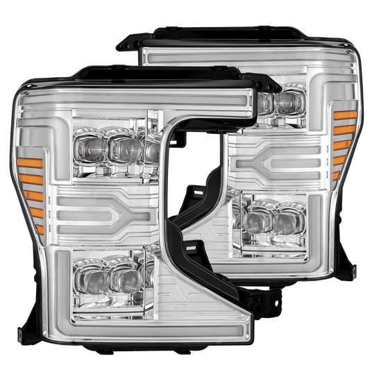 AlphaRex 880339 2020-2022 Ford F-250/350/450/550 SD NOVA-Series LED Projector Headlights Chrome with Sequential Signal & Switchback DRL