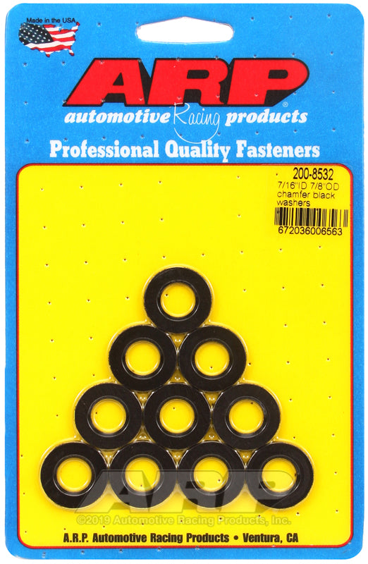 ARP 200-8532 7/16in ID 7/8in OD Chamfer Black Washers (Pack of 10)