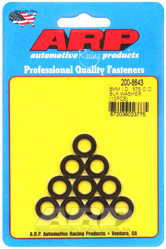 ARP 200-8643 M8 ID .575in OD Black Washers (10/pkg)