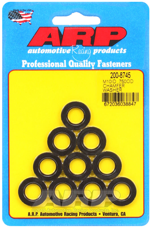 ARP 200-8745 M10 ID .750in OD Chamfer Black Washers (10 pack)