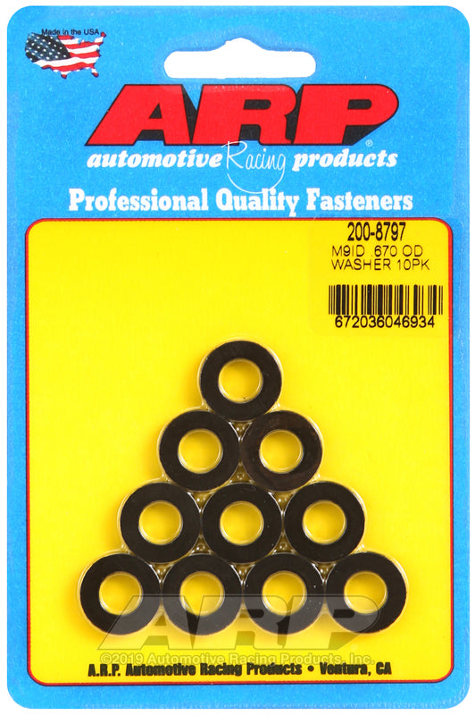 ARP 200-8797 M9 ID 0.670 OD Chamfer Black Washers (10 pack)