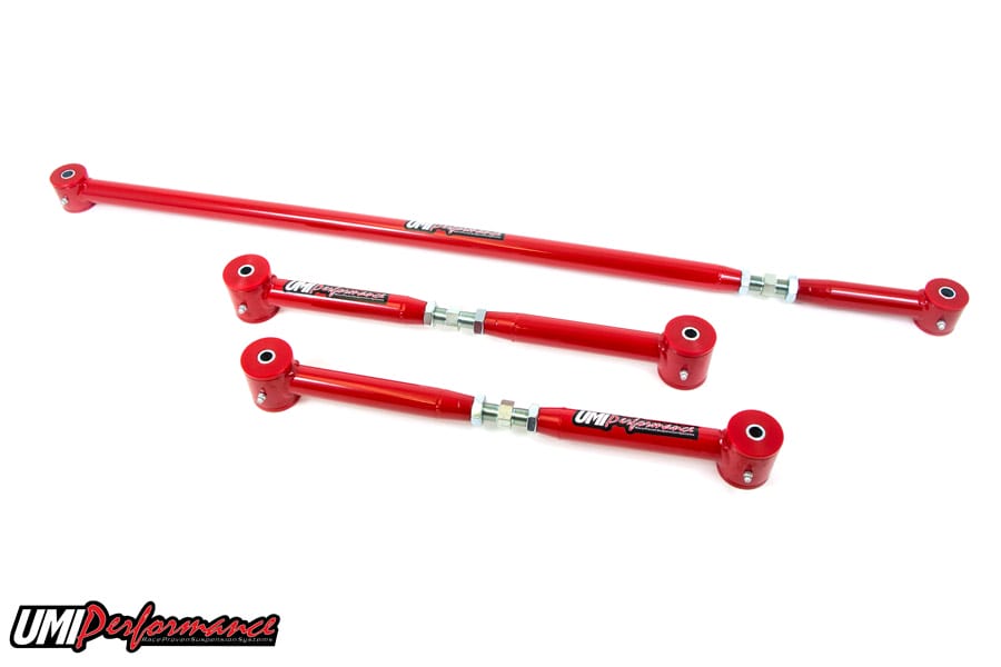 UMI Performance 201829-R On-Car Adjustable Lower Control Arm and Panhard Bar Red
