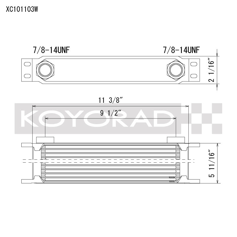 Koyo XC101103W 10 Row Oil Cooler 11.25in x 3in x 2in (AN-10 ORB provisions)