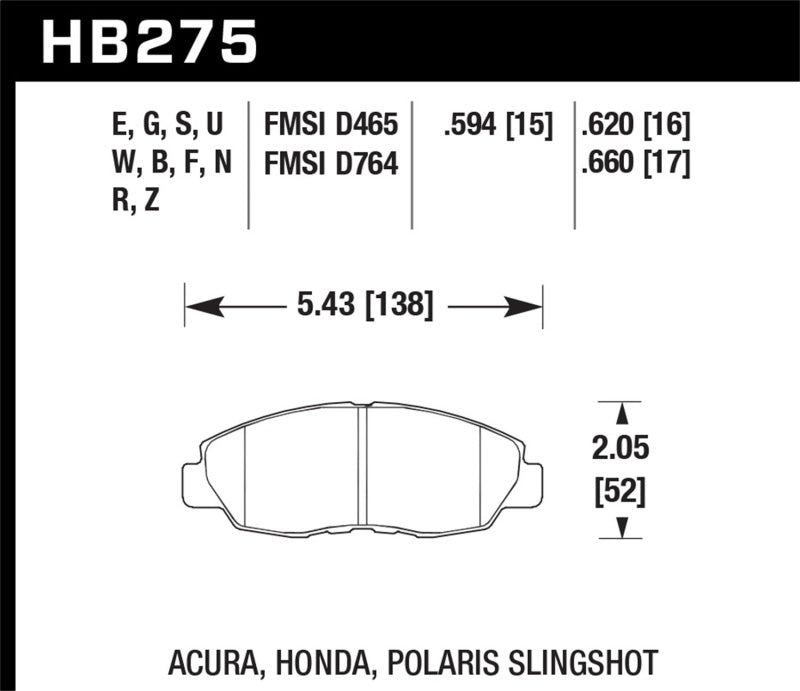 Hawk Performance HB275N.620 HP Plus Crossover Street/Motorsport Brake Pads