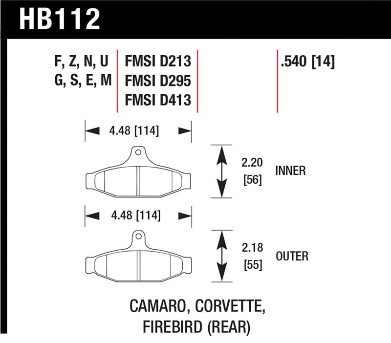 Hawk Performance HB112U.540 DTC-70 Motorsport Brake Pads