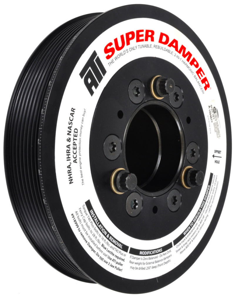 ATI Performance Products 918452 Super Damper Harmonic Balancer 7.48 in Aluminum 8 Groove 18% Overdrive for 2009-2020 Dodge / Ram 1500 / 2500 / 3500 Trucks (5.7L / 6.4L Hemi VVT)