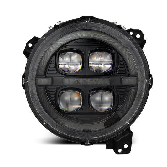 AlphaRex 880867 18-23 Jeep Wrangler JL/Gladiator JT LED Projector Headlights Alpha-Black w/ Activation Light/Sequential Signal