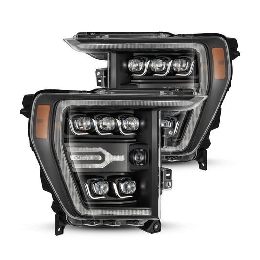 AlphaRex 880137 2021-2022 Ford F-150 NOVA LED Projector Headlights Plank Style Black with Activation Light/Sequential Signal