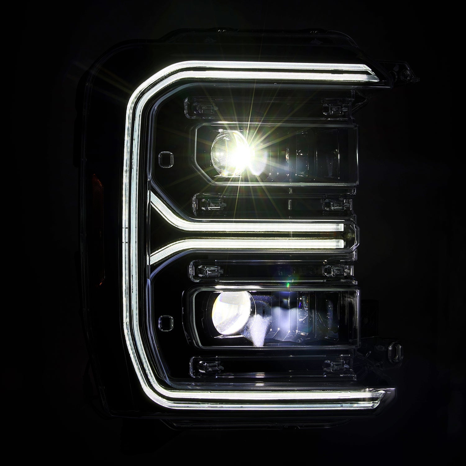 AlphaRex 880908 23-26 Ford F-250 SD LUXX LED Projector Headlights Alpha Black w/Activation Light/Sequential Signal/Switchback