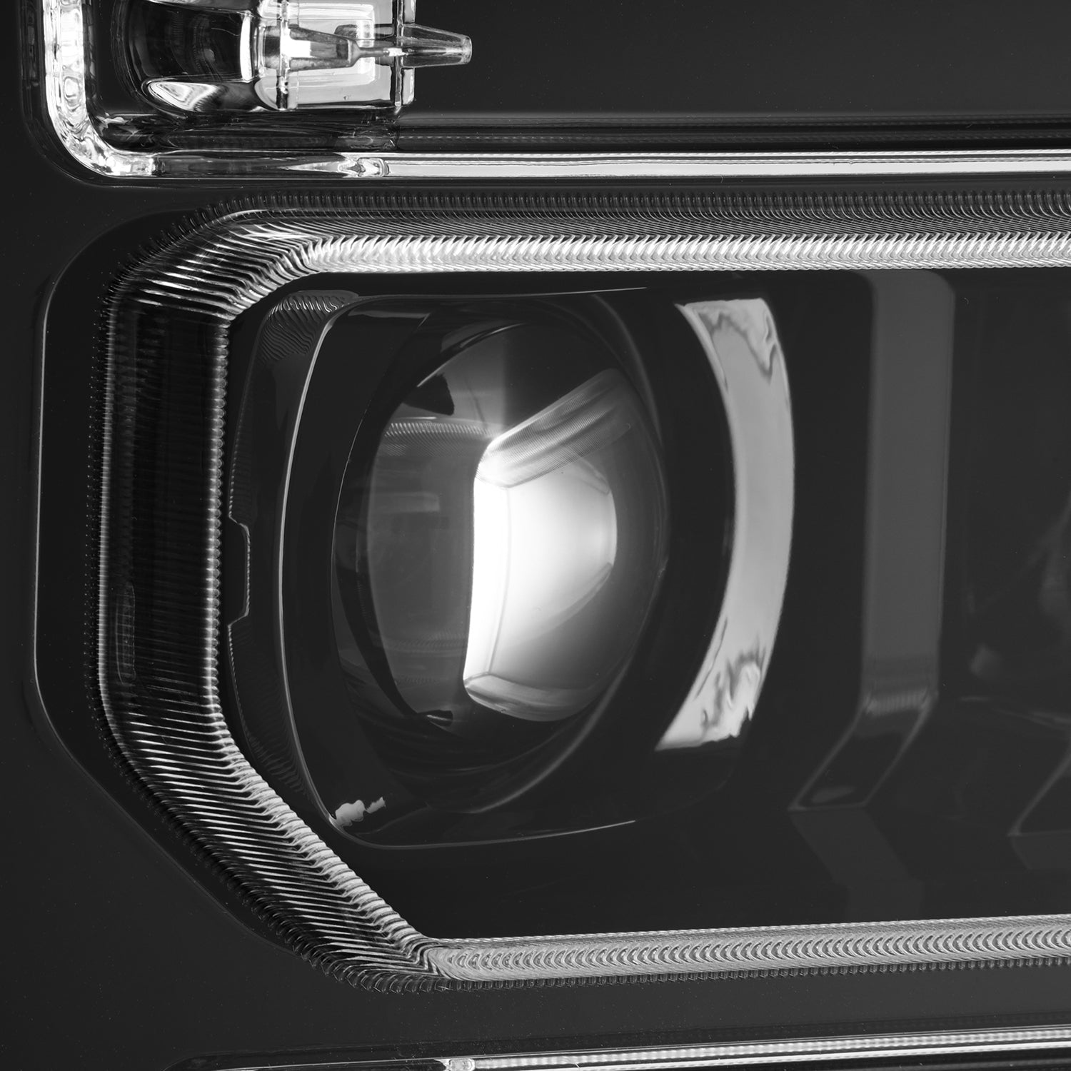 AlphaRex 880908 23-26 Ford F-250 SD LUXX LED Projector Headlights Alpha Black w/Activation Light/Sequential Signal/Switchback