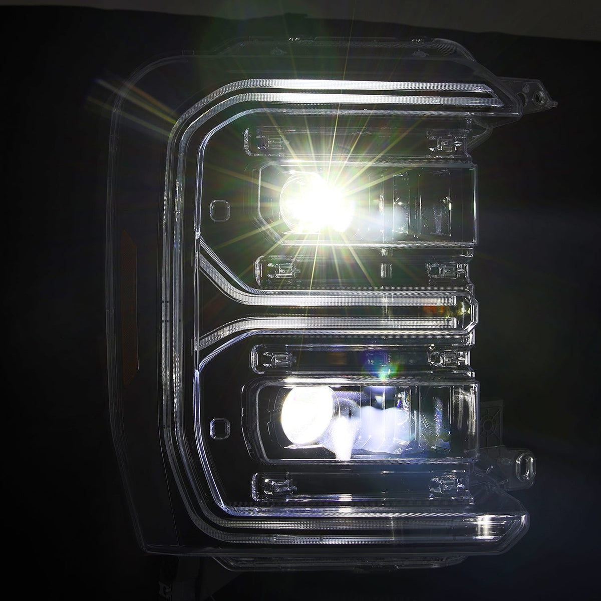 AlphaRex 880908 23-26 Ford F-250 SD LUXX LED Projector Headlights Alpha Black w/Activation Light/Sequential Signal/Switchback