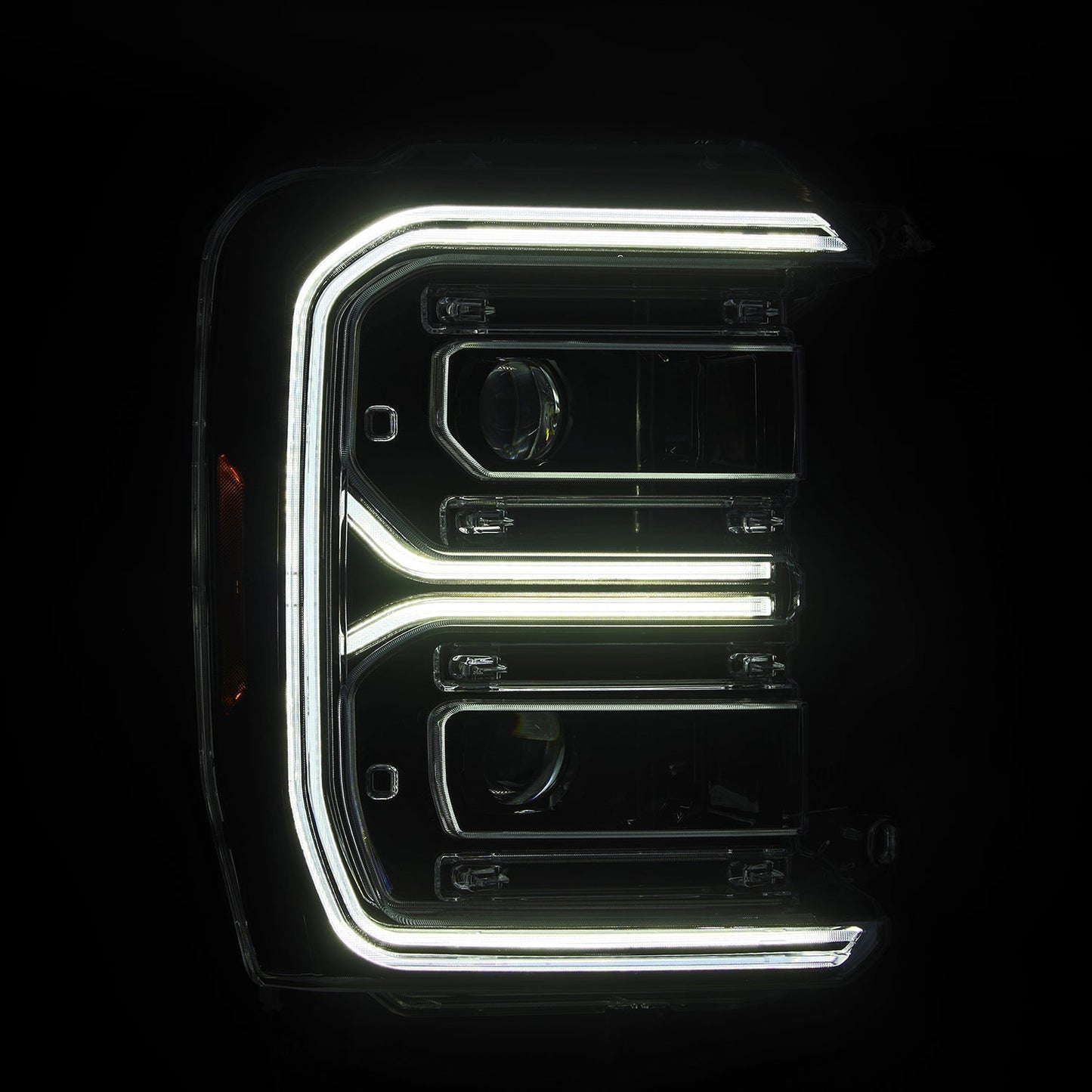 AlphaRex 880908 23-26 Ford F-250 SD LUXX LED Projector Headlights Alpha Black w/Activation Light/Sequential Signal/Switchback