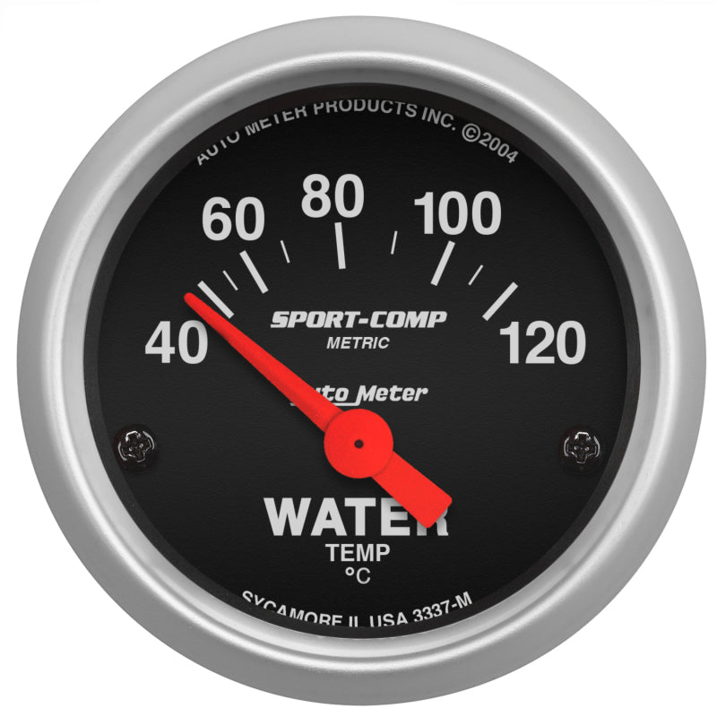 AutoMeter 3337-M Sport-Comp 52mm 40-120 Degrees C Short Sweep Electric Water Temperature Gauge
