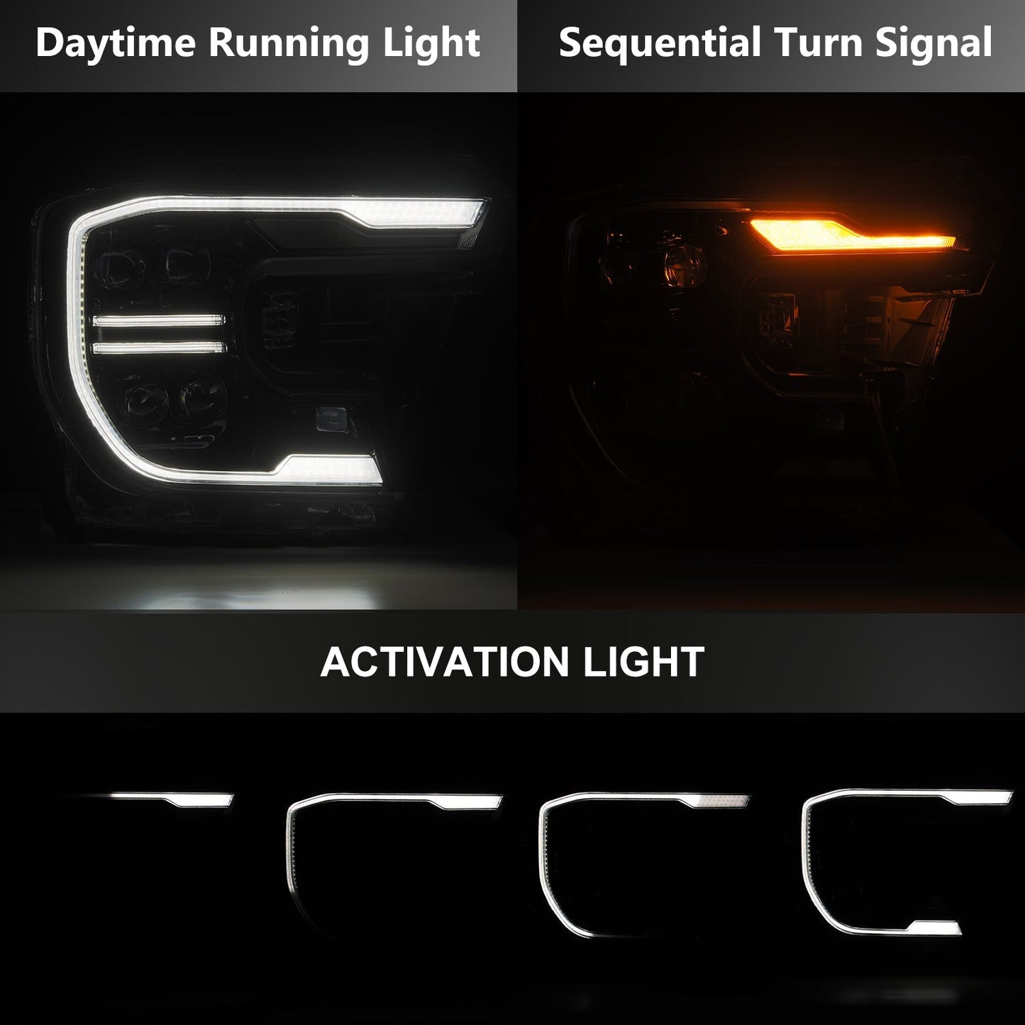 AlphaRex 880892 24-26 Ford Ranger NOVA LED Projector Headlights Alpha Black w/Activation Light/Sequential Signal/Switchback