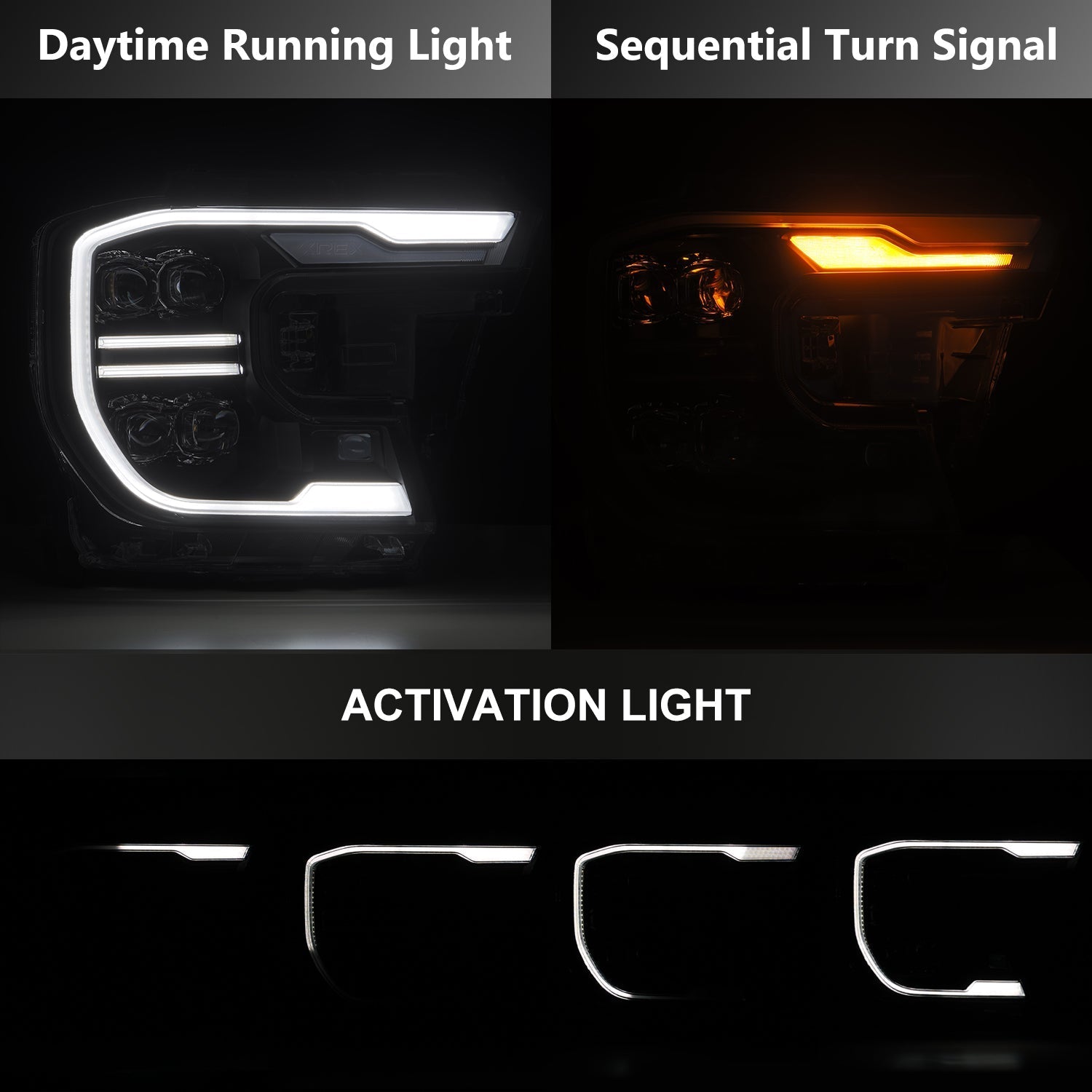 AlphaRex 880893 24-26 Ford Ranger NOVA LED Projector Headlights Black w/Activation Light/Sequential Signal/Switchback