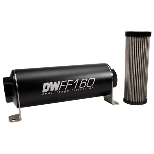DeatschWerks Stainless Steel 5 Micron Universal Inline Fuel Filter Housing Kit (160mm)