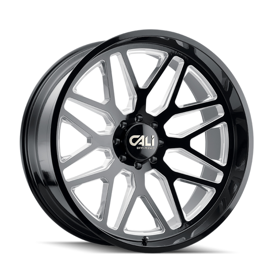Cali Off-Road Invader 9115 24x14 6x139.7 -76mm Gloss Black Milled Wheel 9115-24483BM