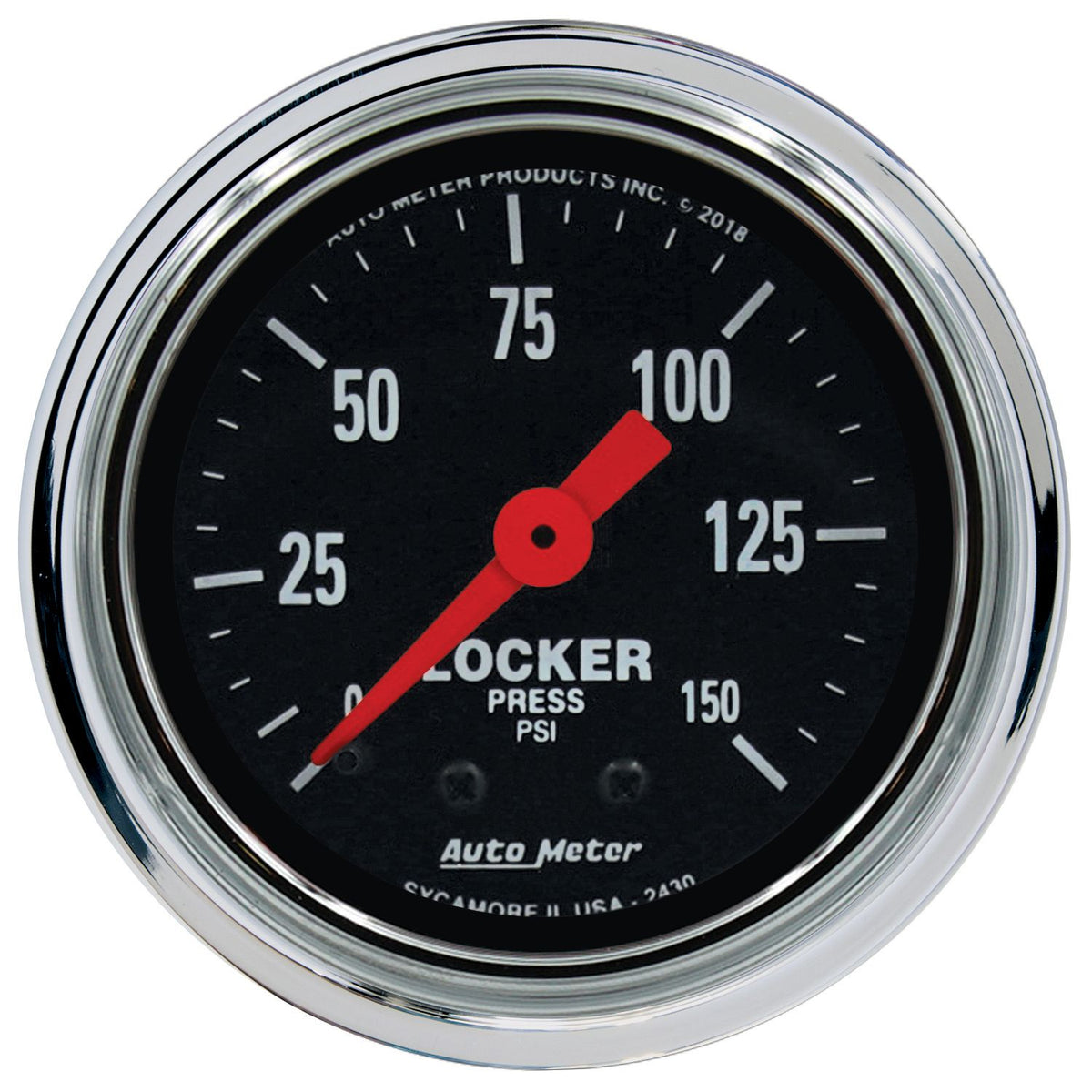 AutoMeter 2430 Traditional Chrome 2-1/16in 150 PSI Mechanical Air Locker Gauge