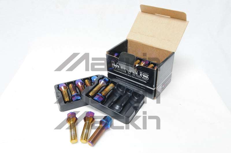 Wheel Mate 40611BR Mevius Lug Bolt Set Black M14x1.50 27mm Ball Seat 14mm Radius - Set of 20