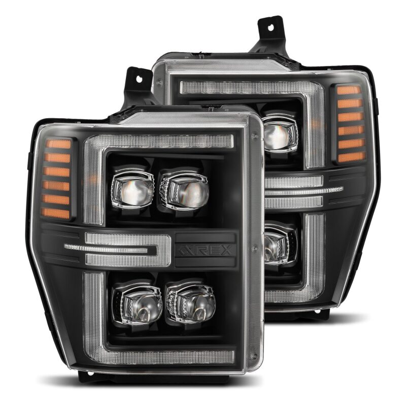 AlphaRex 880310 08-10 Ford F250-550 NOVA-Series LED Projector Headlights Black w/Activation Light/Sequential Signal