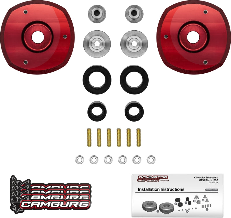 Camburg Engineering CAM-210109 Dominator Front Preload Spacer Kit 2 in Red for 2019-2025 Chevrolet Silverado 1500 / GMC Sierra 1500