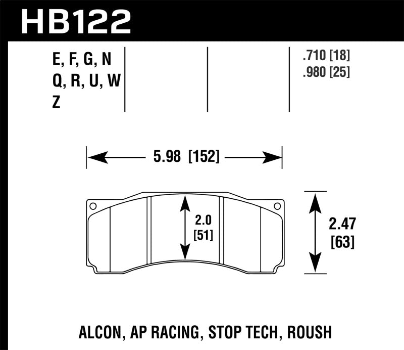 Hawk Performance HB122W.710 DTC-30 Motorsport Brake Pads