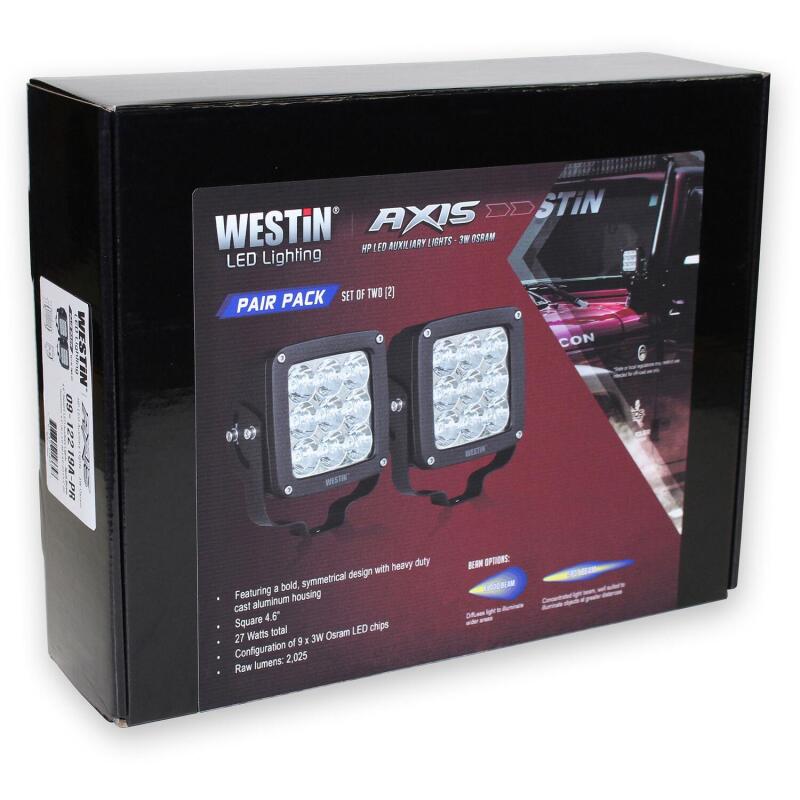 Westin 09-12219A-PR Axis LED Auxiliary Light 4.5 inch x 4.5 inch Square Spot Black