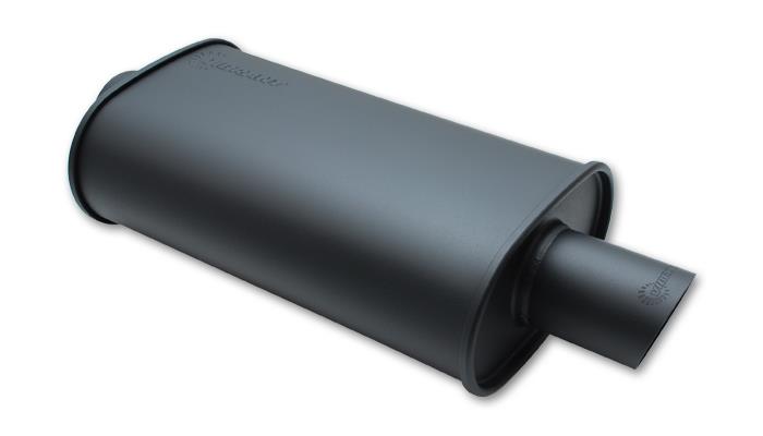 Vibrant StreetPower FLAT BLACK Oval Muffler with Single 3in Outlet - 2.5in