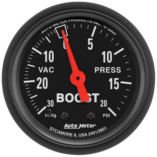 AutoMeter 2601 Z Series 52mm 20 PSI Mechanical Boost Vacuum Gauge