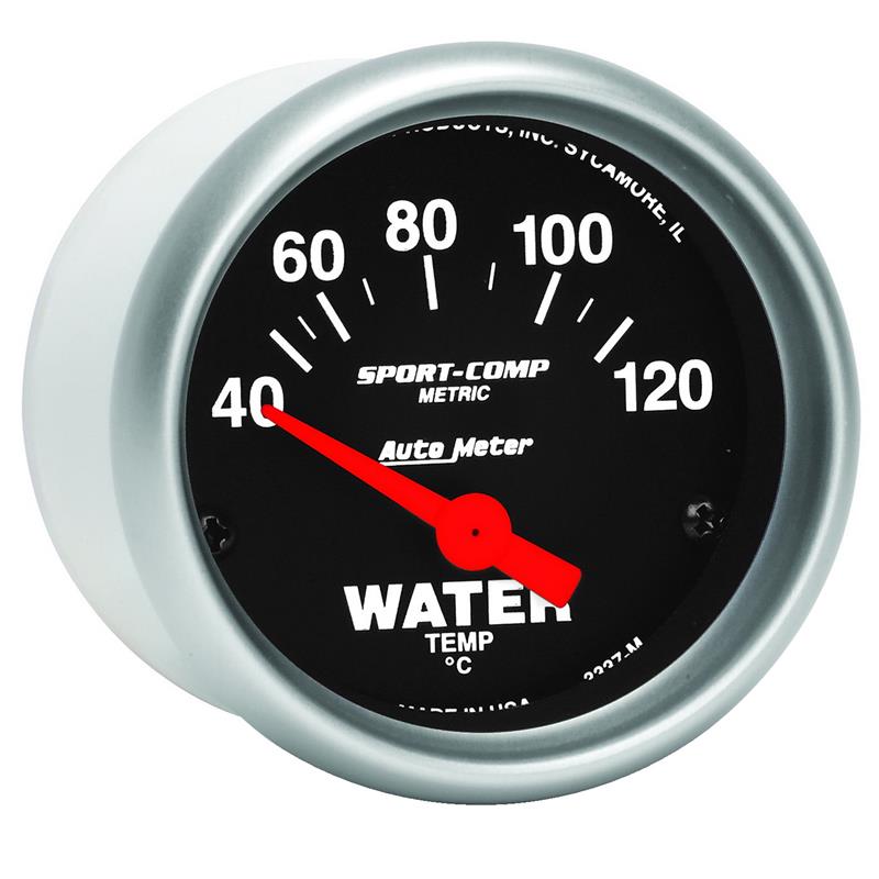 AutoMeter 3337-M Sport-Comp 52mm 40-120 Degrees C Short Sweep Electric Water Temperature Gauge