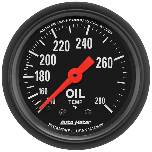 AutoMeter 2609 Z Series 2-1/16in 140-280 Degrees F Mechanical Oil Temperature Gauge